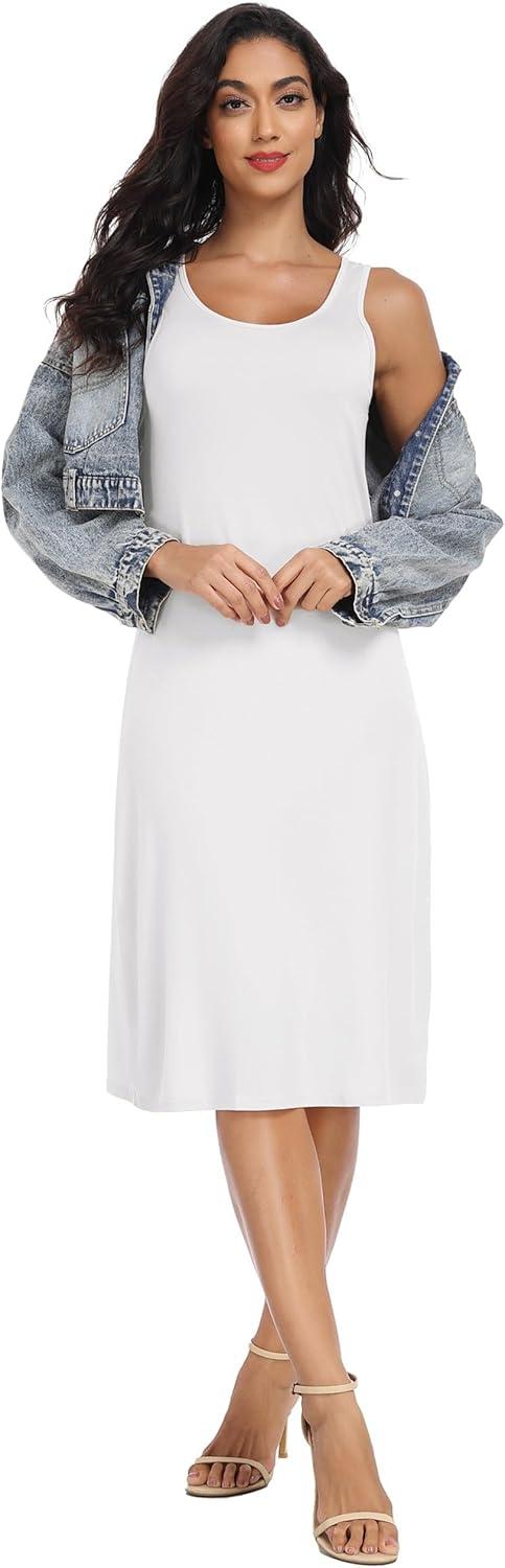 imageLovasy Full Slip for Women Under Dress Long Wide Straps Slips Sleeveless Tank Tops Dresses Nightgown S3XLWhite