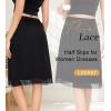 Lovasy 2 Pieces Half Slips for Women Long Underskirt Anti Static Satin Under Skirt with Lace Trim Slip for Skirts Dress S-3XL(Black+black)