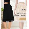 Lovasy 2 Pieces Half Slips for Women Long Underskirt Anti Static Satin Under Skirt with Lace Trim Slip for Skirts Dress S-3XL(Black+nude)
