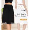 Lovasy 2 Pieces Half Slips for Women Long Underskirt Anti Static Satin Under Skirt with Lace Trim Slip for Skirts Dress S-3XL(Black+white)