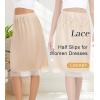 Lovasy 2 Pieces Half Slips for Women Long Underskirt Anti Static Satin Under Skirt with Lace Trim Slip for Skirts Dress S-3XL(Nude+nude)