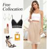 Lovasy 2 Pieces Half Slips for Women Long Underskirt Anti Static Satin Under Skirt with Lace Trim Slip for Skirts Dress S-3XL(Nude+nude)