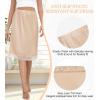 Lovasy 2 Pieces Half Slips for Women Long Underskirt Anti Static Satin Under Skirt with Lace Trim Slip for Skirts Dress S-3XL(White+nude)