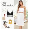 Lovasy 2 Pieces Half Slips for Women Long Underskirt Anti Static Satin Under Skirt with Lace Trim Slip for Skirts Dress S-3XL(White+white)