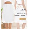 Lovasy 2 Pieces Half Slips for Women Long Underskirt Anti Static Satin Under Skirt with Lace Trim Slip for Skirts Dress S-3XL(White+white)