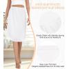 Lovasy 2 Pieces Half Slips for Women Long Underskirt Anti Static Satin Under Skirt with Lace Trim Slip for Skirts Dress S-3XL(White+white)
