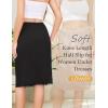 Lovasy 2 Pieces Slip Skirt for Women Lace Half Slips Anti-Static Underskirt Knee Length Under Dress Slips S-3XL(Black & Camel)