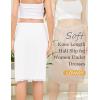Lovasy 2 Pieces Slip Skirt for Women Lace Half Slips Anti-Static Underskirt Knee Length Under Dress Slips S-3XL(White & Camel)