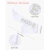 Lovasy Bride-to-Be Sash & Bride Veil White Wedding Veil for Bachelorette Party Bridal Shower Pearl Satin Sash 2pcs Bridal Accessories Set