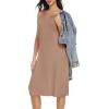 Lovasy Full Slip for Women Under Dress Long Wide Straps Slips Sleeveless Tank Tops Dresses Nightgown S-3XL(Coffee)