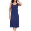 Lovasy Full Slip for Women Under Dress Long Wide Straps Slips Sleeveless Tank Tops Dresses Nightgown S-3XL(Navy Blue)