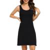 Lovasy Full Slips for Women Sleeveless Tank Tops Under Dress Wide Straps Mini Slip Nightwear S-3XL(Black)