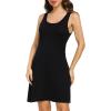 Lovasy Full Slips for Women Sleeveless Tank Tops Under Dress Wide Straps Mini Slip Nightwear S-3XL(Black)