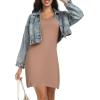 Lovasy Full Slips for Women Sleeveless Tank Tops Under Dress Wide Straps Mini Slip Nightwear S-3XL(Coffee)