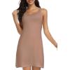 Lovasy Full Slips for Women Sleeveless Tank Tops Under Dress Wide Straps Mini Slip Nightwear S-3XL(Coffee)