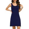 Lovasy Full Slips for Women Sleeveless Tank Tops Under Dress Wide Straps Mini Slip Nightwear S-3XL(Navy Blue)