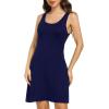 Lovasy Full Slips for Women Sleeveless Tank Tops Under Dress Wide Straps Mini Slip Nightwear S-3XL(Navy Blue)