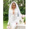 Lovasy Pearl Wedding Bridal Veil 1 Tier Long Veils with Metal Comb– Premium Wedding Accessories for Brides Bachelorette Party(Fingertip Length(100cm/39.37inch))