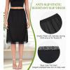 Lovasy Women Satin Half Slips Lace Long Underskirt Anti Static Under Skirt Soft Slip Dress for Skirts Dresses S-3XL(Black)