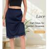 Lovasy Women Satin Half Slips Lace Long Underskirt Anti Static Under Skirt Soft Slip Dress for Skirts Dresses S-3XL(Navy Blue)