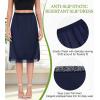 Lovasy Women Satin Half Slips Lace Long Underskirt Anti Static Under Skirt Soft Slip Dress for Skirts Dresses S-3XL(Navy Blue)