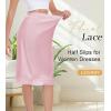 Lovasy Women Satin Half Slips Lace Long Underskirt Anti Static Under Skirt Soft Slip Dress for Skirts Dresses S-3XL(Rose Pink)