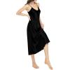 Lovasy Women Satin Nightgown Sexy Lingerie Long Slip Dress V Neck Sleepwear Nightdress S-XXL(Black)