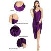 Lovasy Women Satin Nightgown Sexy Lingerie Long Slip Dress V Neck Sleepwear Nightdress S-XXL(Dark Purple)