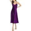 Lovasy Women Satin Nightgown Sexy Lingerie Long Slip Dress V Neck Sleepwear Nightdress S-XXL(Dark Purple)