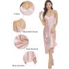 Lovasy Women Satin Nightgown Sexy Lingerie Long Slip Dress V Neck Sleepwear Nightdress S-XXL(Pink)