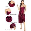 Lovasy Women Satin Nightgown Sexy Lingerie Long Slip Dress V Neck Sleepwear Nightdress S-XXL(Purplish Red)