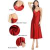 Lovasy Women Satin Nightgown Sexy Lingerie Long Slip Dress V Neck Sleepwear Nightdress S-XXL(Red)