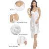 Lovasy Women Satin Nightgown Sexy Lingerie Long Slip Dress V Neck Sleepwear Nightdress S-XXL(White)