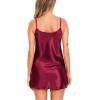 Lovasy Women Satin Nightgown Sexy Lingerie Sleepwear Silk Slip Dress V Neck Negligee Nightie Bridal Babydoll Short Nightwear(Purplish Red)