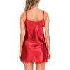Lovasy Women Satin Nightgown Sexy Lingerie Sleepwear Silk Slip Dress V Neck Negligee Nightie Bridal Babydoll Short Nightwear(Red)