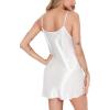 Lovasy Women Satin Nightgown Sexy Lingerie Sleepwear Silk Slip Dress V Neck Negligee Nightie Bridal Babydoll Short Nightwear(White)