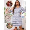 Lovasy Womens Cotton Long Sleeves Nightgowns Christmas Sleepwear V Neck Sleepshirt Nightdress with Pockets S-3XL(Christmas04)
