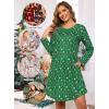 Lovasy Womens Cotton Long Sleeves Nightgowns Christmas Sleepwear V Neck Sleepshirt Nightdress with Pockets S-3XL(Christmas-dark Green)