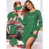 Lovasy Womens Cotton Long Sleeves Nightgowns Christmas Sleepwear V Neck Sleepshirt Nightdress with Pockets S-3XL(Christmas-dark Green)