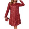 Lovasy Womens Cotton Long Sleeves Nightgowns Christmas Sleepwear V Neck Sleepshirt Nightdress with Pockets S-3XL(Christmas-red01)