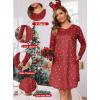 Lovasy Womens Cotton Long Sleeves Nightgowns Christmas Sleepwear V Neck Sleepshirt Nightdress with Pockets S-3XL(Christmas-red01)
