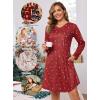 Lovasy Womens Cotton Long Sleeves Nightgowns Christmas Sleepwear V Neck Sleepshirt Nightdress with Pockets S-3XL(Christmas-red01)