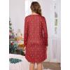 Lovasy Womens Cotton Long Sleeves Nightgowns Christmas Sleepwear V Neck Sleepshirt Nightdress with Pockets S-3XL(Christmas-red01)