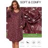 Lovasy Womens Cotton Long Sleeves Nightgowns Christmas Sleepwear V Neck Sleepshirt Nightdress with Pockets S-3XL(Christmas-wine Red01)