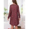 Lovasy Womens Cotton Long Sleeves Nightgowns Christmas Sleepwear V Neck Sleepshirt Nightdress with Pockets S-3XL(Christmas-wine Red01)