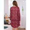 Lovasy Womens Cotton Long Sleeves Nightgowns Christmas Sleepwear V Neck Sleepshirt Nightdress with Pockets S-3XL(Christmas-wine Red02)