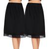 Lovasy 2 Pieces Half Slips for Women Long Underskirt Anti Static Satin Under Skirt with Lace Trim Slip for Skirts Dress S-3XL(Black+black)