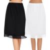 Lovasy 2 Pieces Half Slips for Women Long Underskirt Anti Static Satin Under Skirt with Lace Trim Slip for Skirts Dress S-3XL(Black+white)