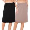 Lovasy 2 Pieces Slip Skirt for Women Lace Half Slips Anti-Static Underskirt Knee Length Under Dress Slips S-3XL(Black & Coffee)