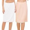 Lovasy 2 Pieces Slip Skirt for Women Lace Half Slips Anti-Static Underskirt Knee Length Under Dress Slips S-3XL(White & Nude)